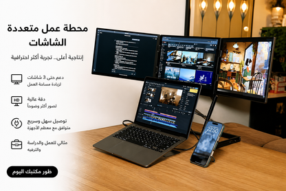 شاشة ثلاثية محمولة للابتوب 15.6 بوصة مع حزمة كاملة ومتوافقة مع جميع الأجهزة